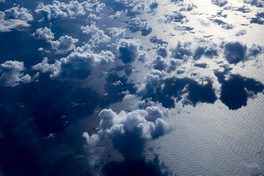 clouds formation above sea, aerial photo of clouds, sky, white clouds HD wallpaper
