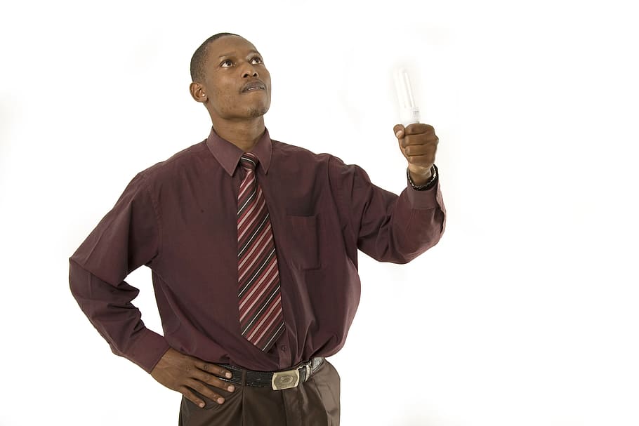 Man, Bulb, Idea, Light, Human, electricity, person, one man only HD wallpaper