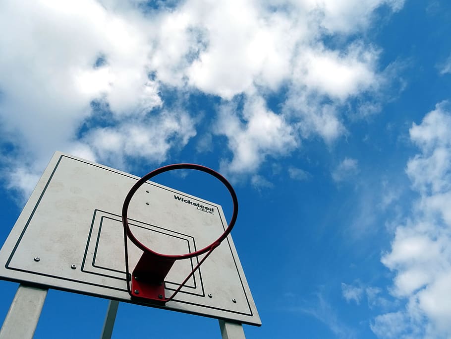 clouds, space, summer, sport, achievement, basketball, basketball court