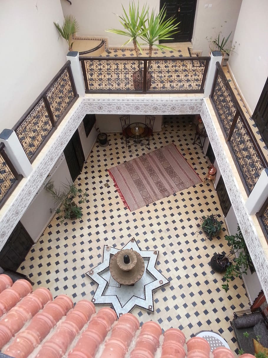 Marrakech, Riad, casba, indoors, no people, day, high angle view HD wallpaper