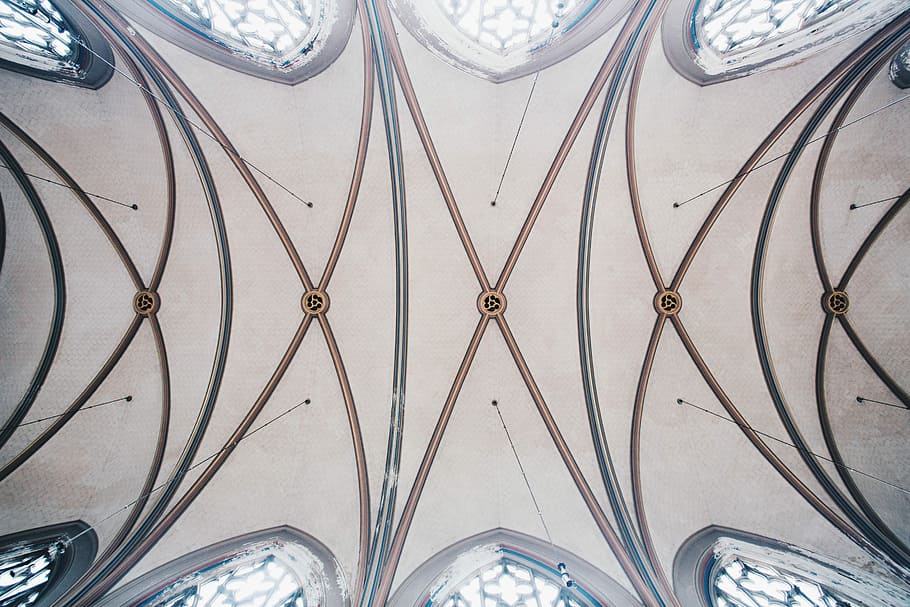 low angle photography of white and black ceiling, architecture HD wallpaper