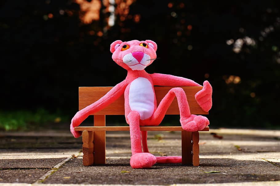 HD wallpaper: pink panther, bank, rest, sit, figure, funny, animal, plush |  Wallpaper Flare