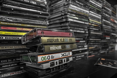 audio, cassettes, cds, stack, indoors, text, no people, large group of objects HD wallpaper