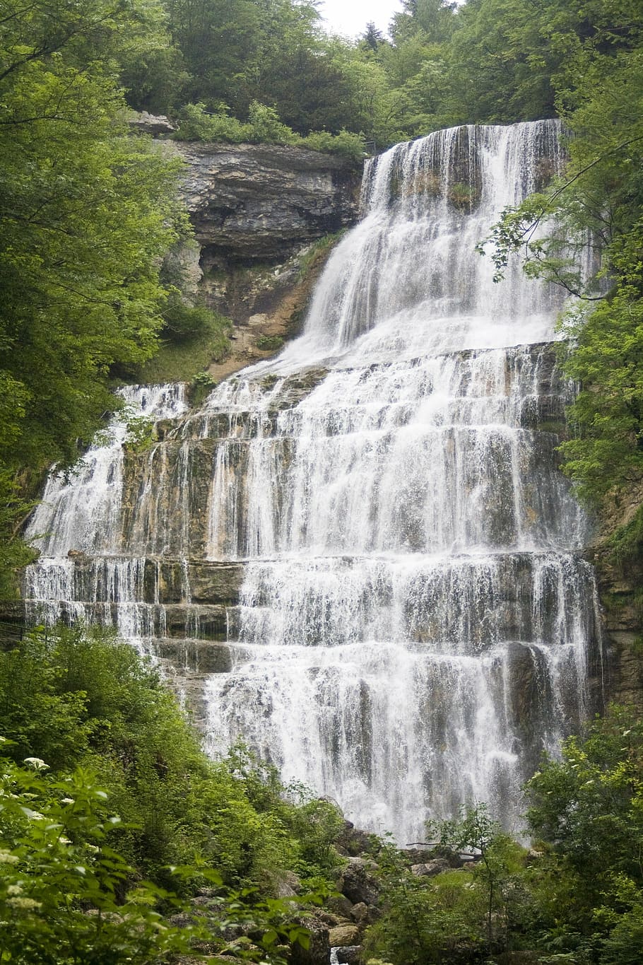 waterfall, river, force, energy, mountains, herrisson, scenics - nature HD wallpaper