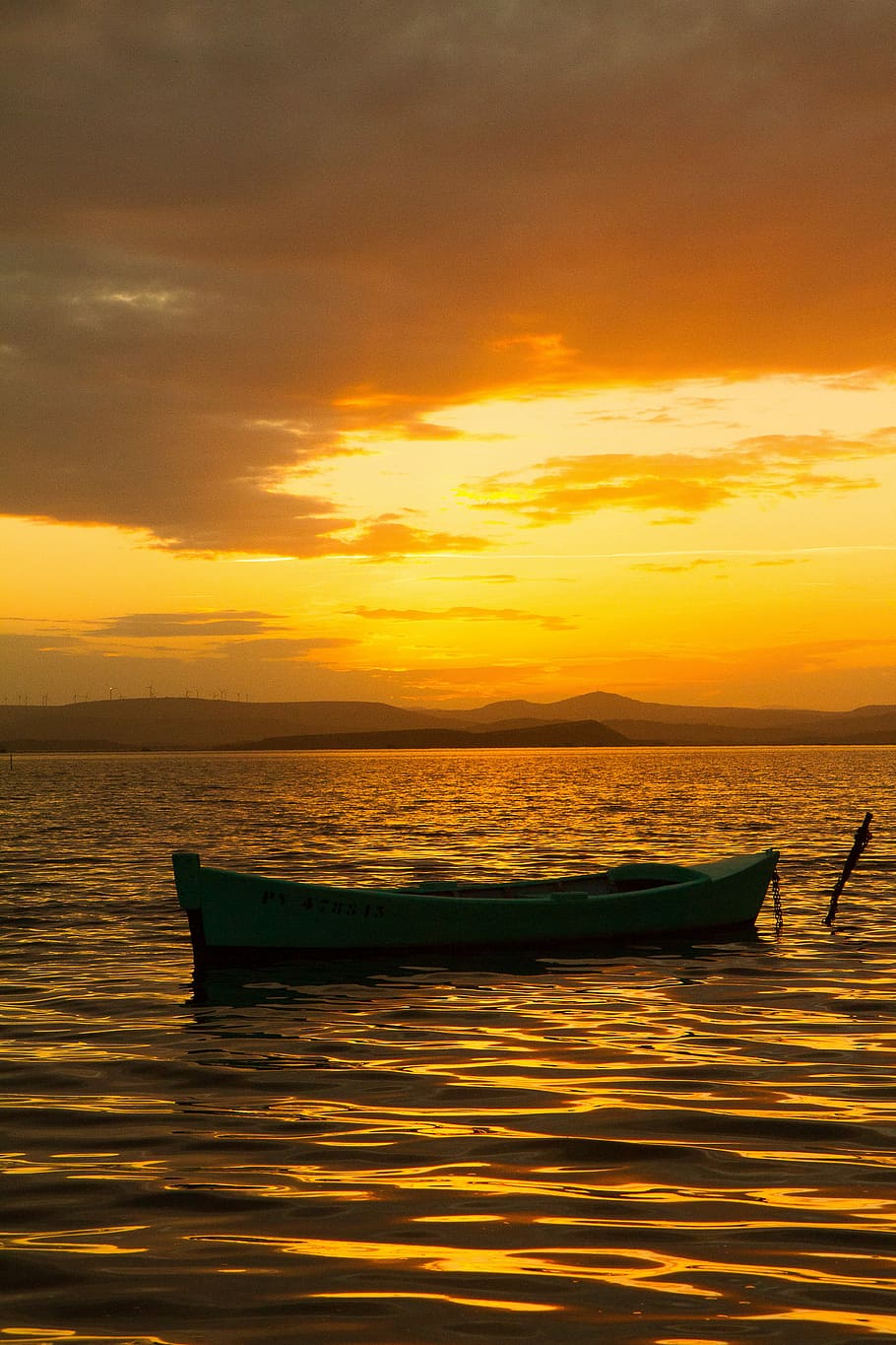 Boat, Sunset, Pond, orange color, transportation, nature, water HD wallpaper