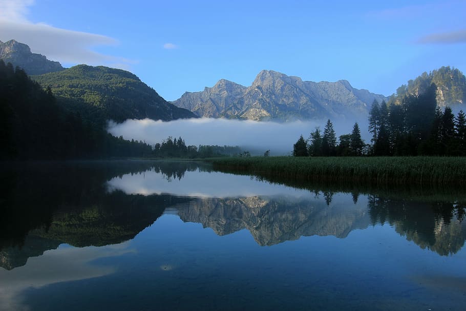 mountains, light, fog, landscape, nature, sun, mood, sunrise HD wallpaper