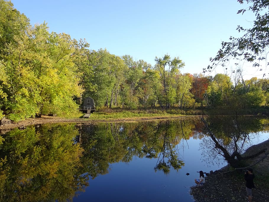 massachusetts, fall, landscape, river, woods, forest, nature