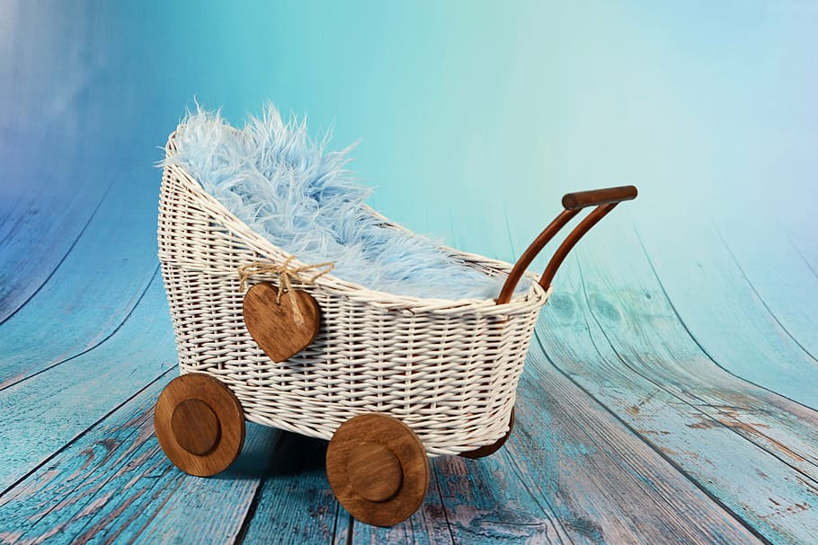 white wicker bassinet, studio, stroller, empty, horizontally HD wallpaper