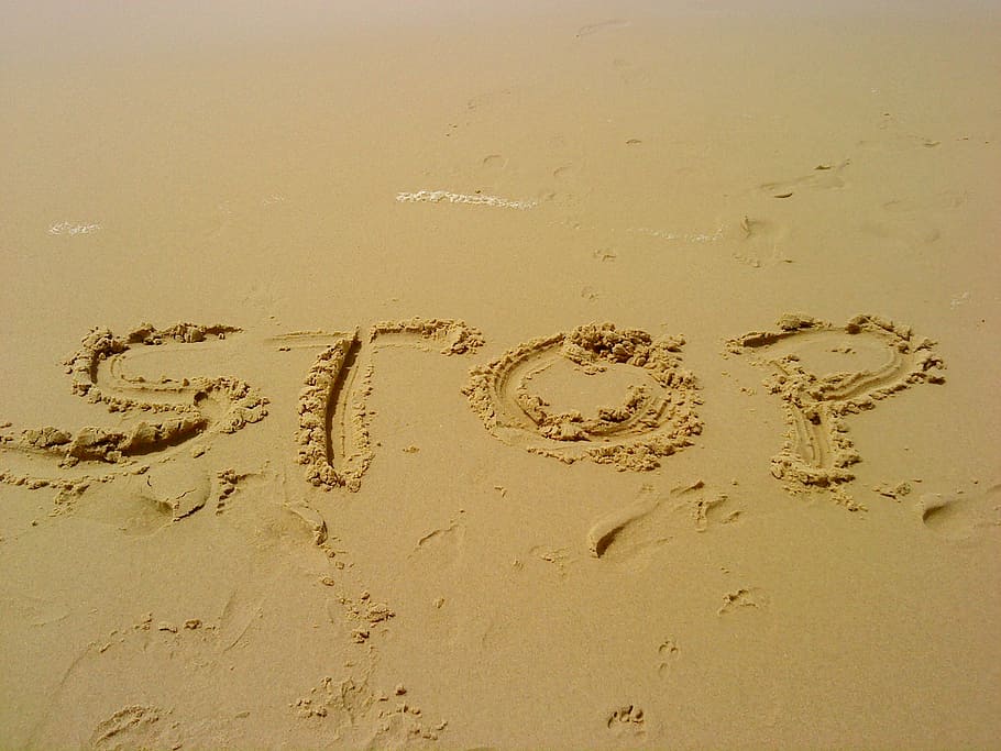 sand, stop, pause, rest, holiday, beach, land, high angle view HD wallpaper