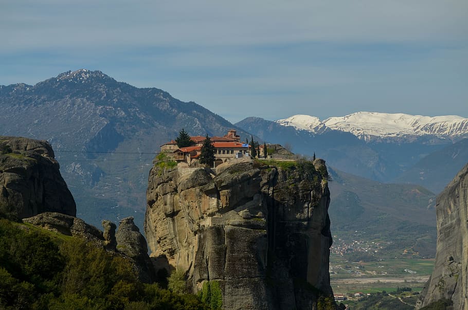Meteor, Greece, Monastery, Nature, landscape, mountain, scenics HD wallpaper