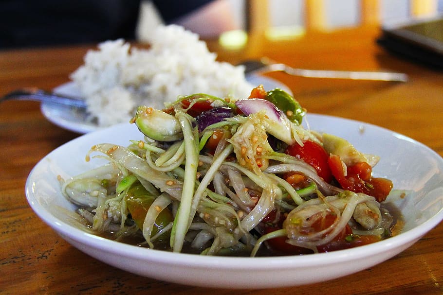 Salad, Lao, Rice, Lunch, lao salad, luang prabang, laos, unesco heritage