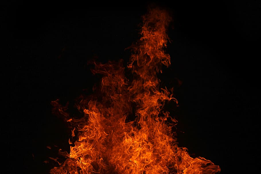 flame graphic art, fire, background, black, hot, blazing, inferno, HD wallpaper