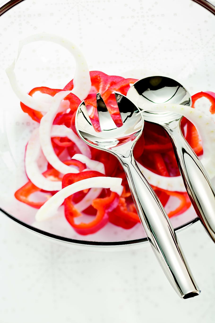 spoon, kitchen, table, fork, food, red, silverware, eating utensil HD wallpaper
