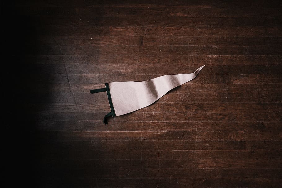 white pennant on brown surface, white paper cut wall decor, create, HD wallpaper