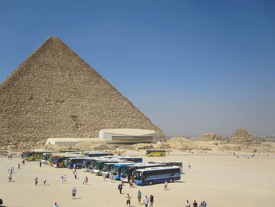 pyramid, egypt, desert, land, travel destinations, architecture HD wallpaper