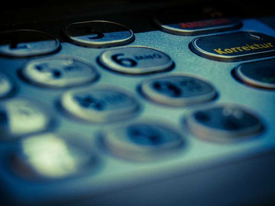 selective focus photography of telephone buttons, atm, keypad, HD wallpaper