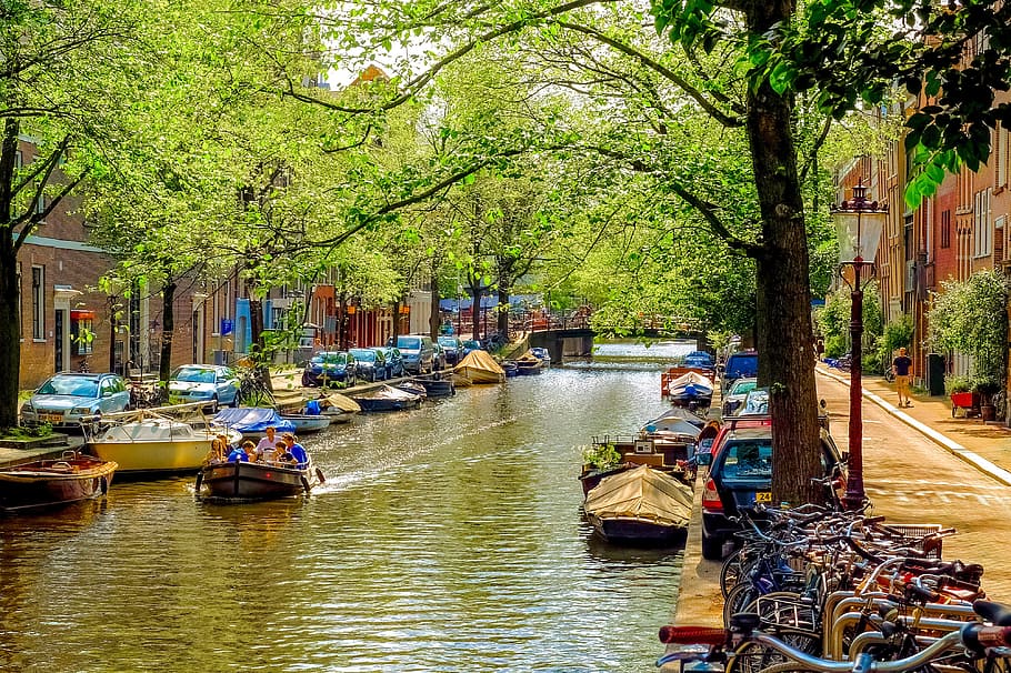 boats on body of water during daytime, canal, river, motor boat, HD wallpaper