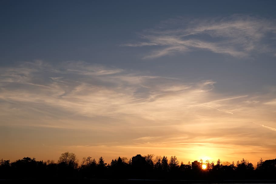 sunset, sunrise, winter, cold, sky, clouds, light, dark, shadows HD wallpaper