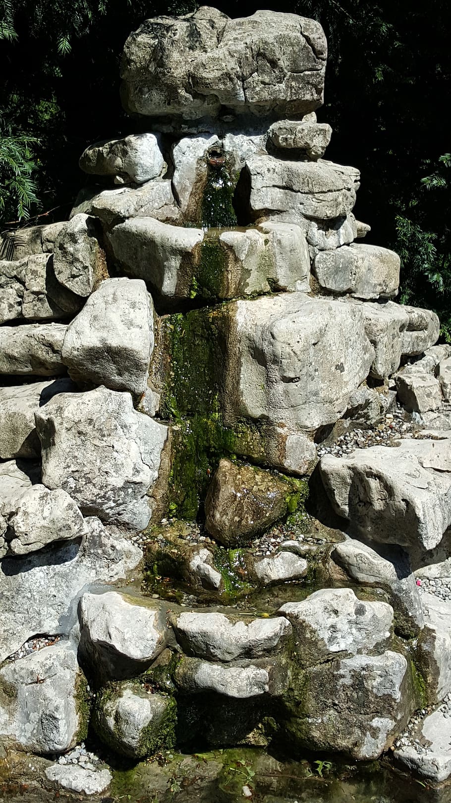 fountain, water, force, rest, mood, solid, rock, stone - object HD wallpaper