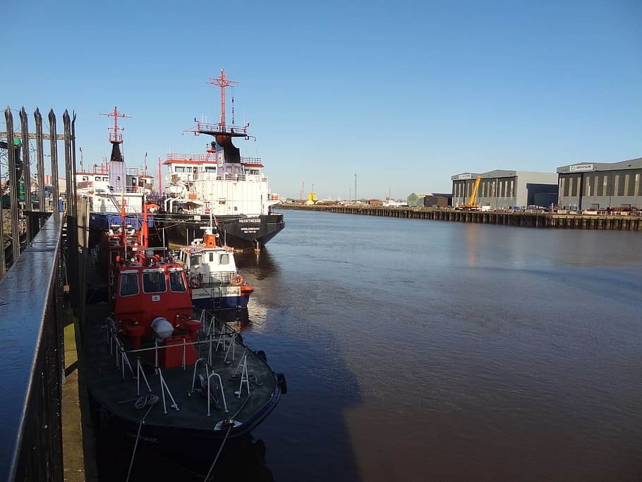 middlesbrough, harbor, port, river, ships, industry, water HD wallpaper