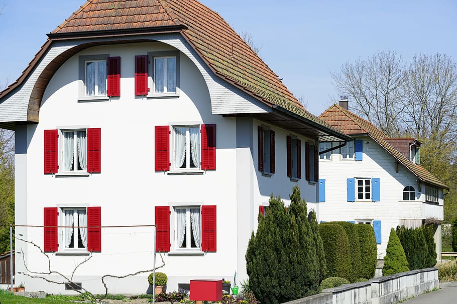 home, building, ründihaus, half round wood cladding, hausgiebel, HD wallpaper