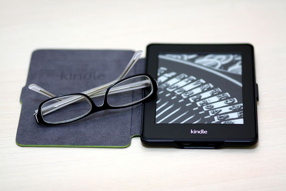 eyeglasses on black Amazon Kindle Fire