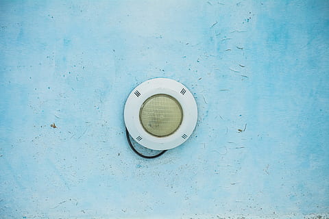 white alarm device, pool, light, paint, swimming, summer, blue HD wallpaper