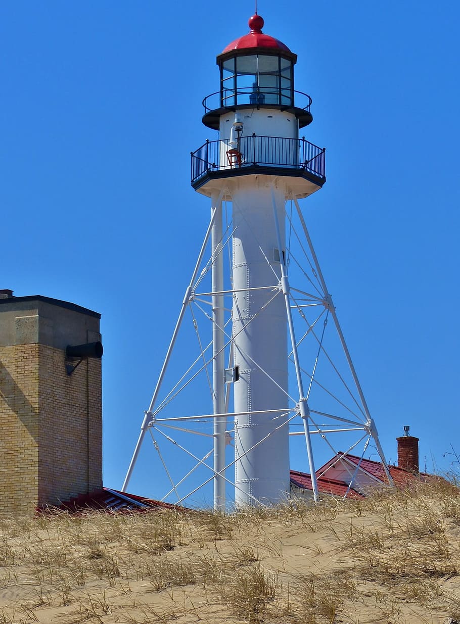 lighthouse, point, whitefish, michigan, lake, huron, travel HD wallpaper