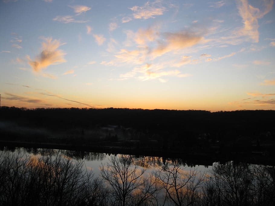 Rock River, Fall, Sunset, landscape, nature, scenic, fall trees HD wallpaper
