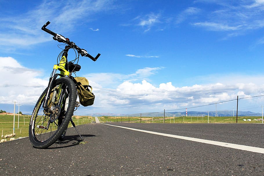 HD wallpaper: Blue Sky, Riding, Highway, Bike, Road, travel, bicycle,  transportation | Wallpaper Flare