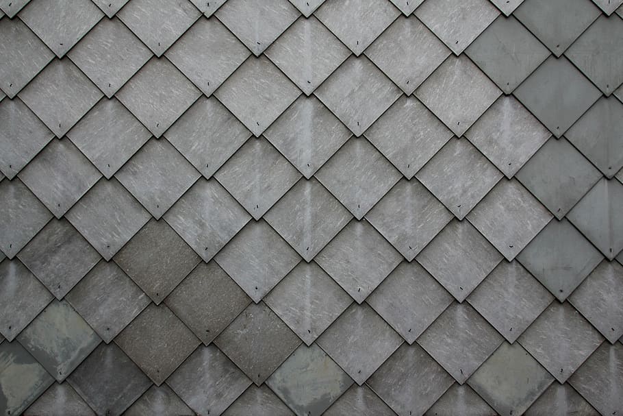 shingle, slate, tile, diamonds, grey, pattern, wall, background, HD wallpaper