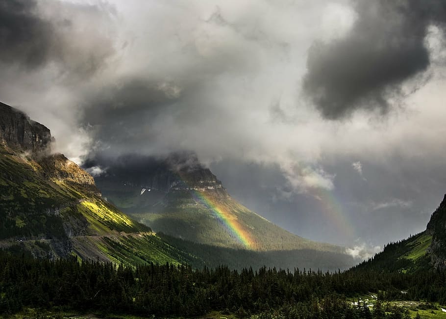 landscape photography of mountains during foggy season, mountain range HD wallpaper