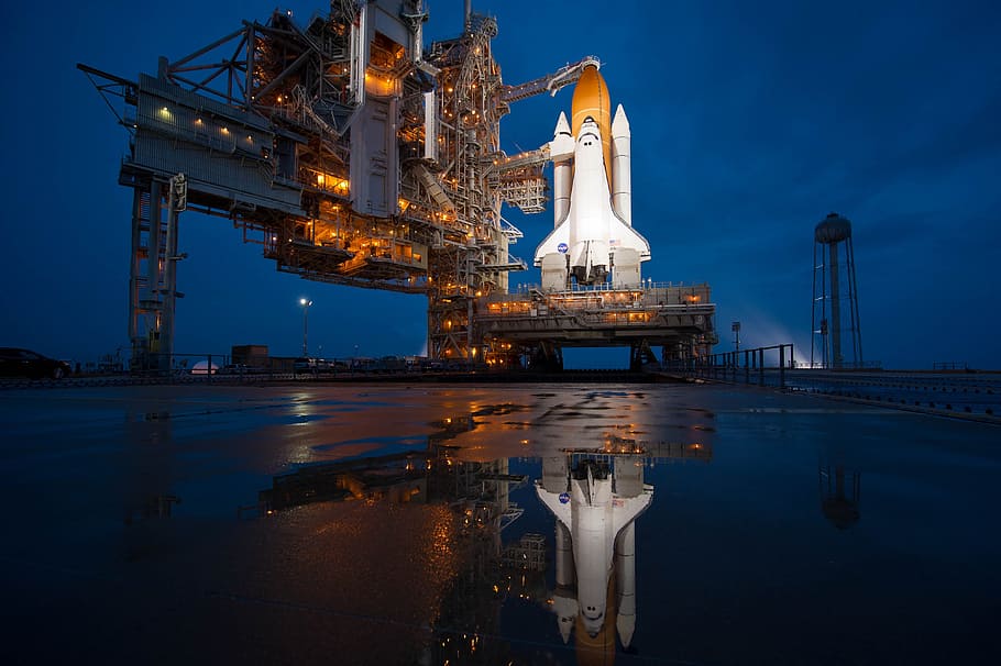 space shuttle, cape canaveral, florida, launch pad, ship, sky