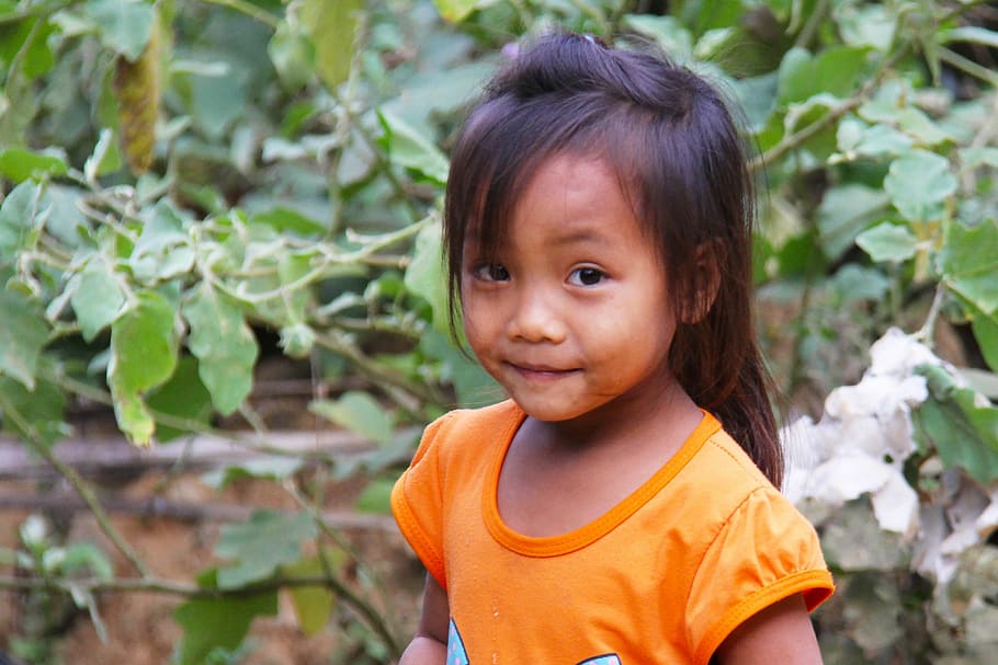 Cute, Young, Girl, Child, Kid, little, happy, walking, laos
