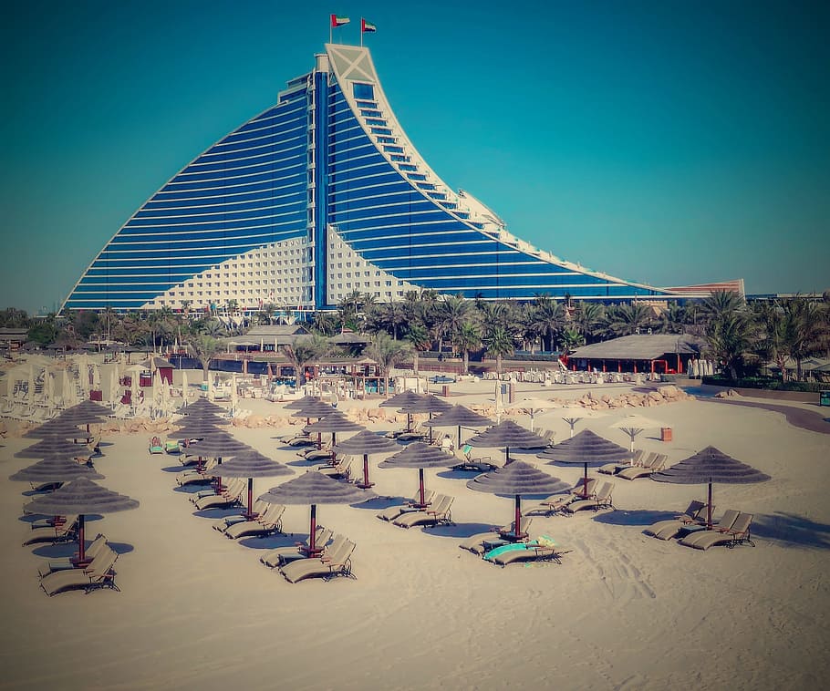 Dubai, Hotel, Beach, Bathing, sunbathing, water, united arab emirates HD wallpaper