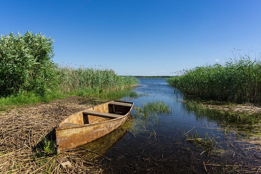 boat, lake, rusty, vacation, tranquility, silence, boats, marina HD wallpaper