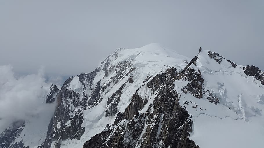 mountain covered by snow, Mont Blanc, Blanc, Mont, Mont Maudit, HD wallpaper