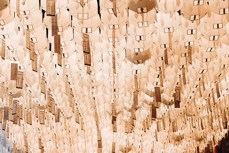 lantern, light, temple, backgrounds, full frame, pattern, large group of objects HD wallpaper
