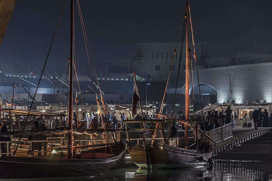 qatar, dhow festival, boat, katara, 2017, nautical vessel, transportation, HD wallpaper