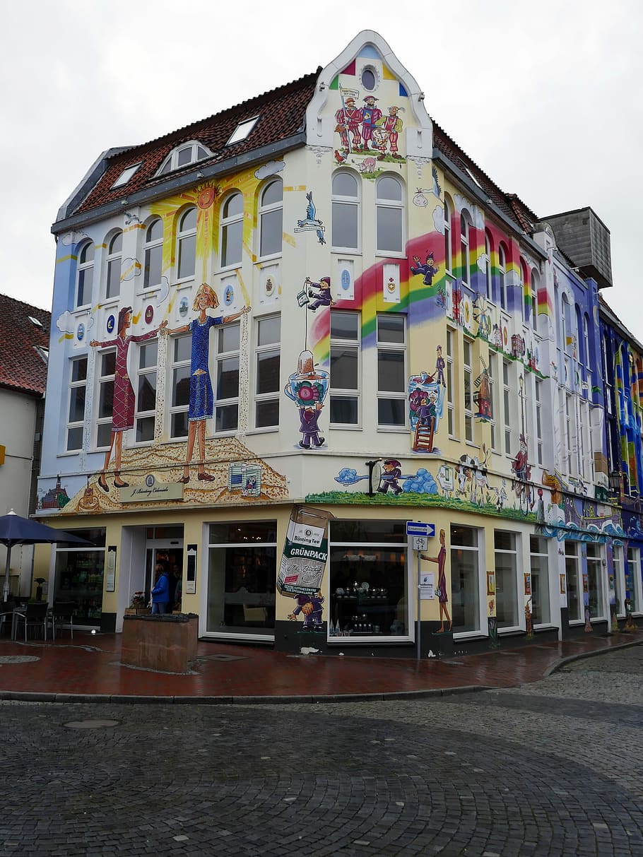 Empty, Tea House, Facade, Painted, art, motive, building, city HD wallpaper