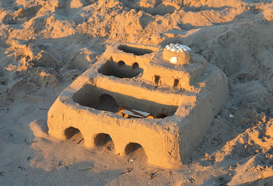 Sandcastle, Beach, Sand, Sun, Sea, holiday, ancient, outdoors HD wallpaper