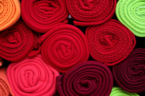 pile of assorted-color textile rolls, fabric, wool, decoration HD wallpaper