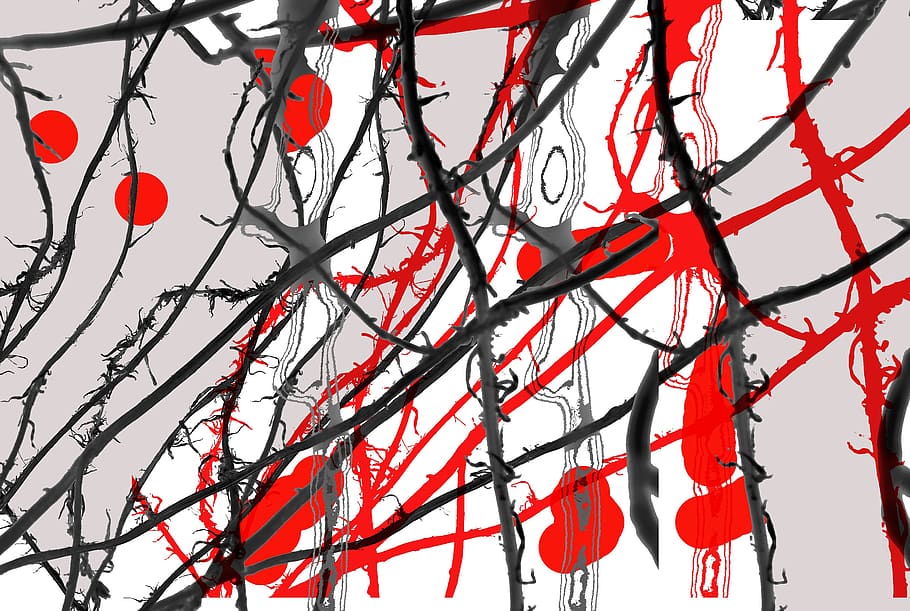 background, fantasy, abstraction, red, branch, no people, tree HD wallpaper