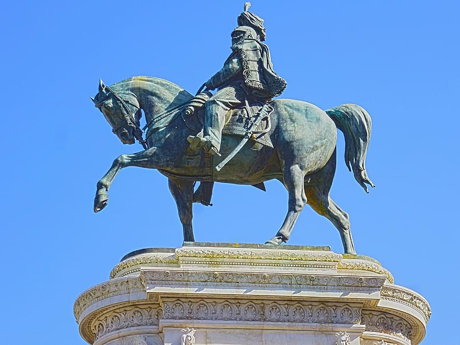 monument, rome, old, statue, sculpture, victor manuel, bronze HD wallpaper