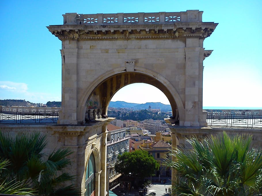 cagliari, arc, building, urban landscape, architecture, built structure, HD wallpaper