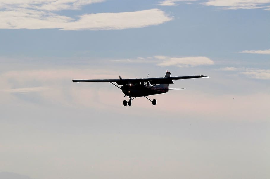 aircraft, cessna, back light, sky, air vehicle, transportation HD wallpaper
