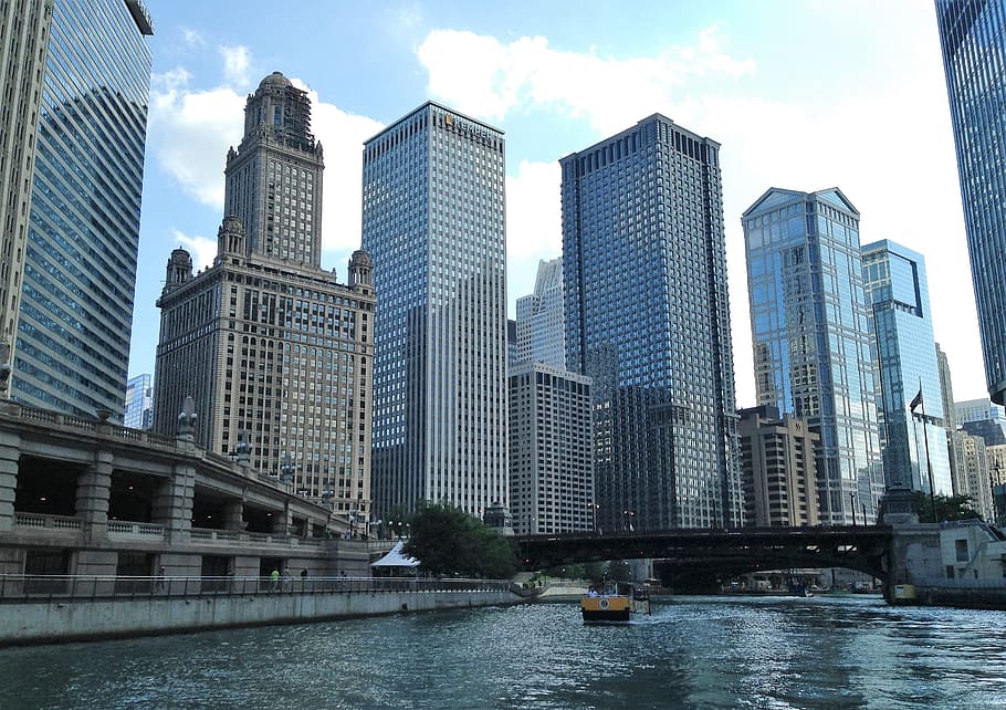 Chicago, Il, Chicago River, Skyline, skyscraper, architecture