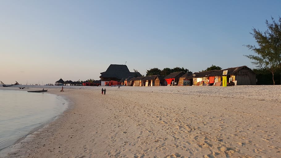 kendwa, zanzibar, blue, island, tanzania, africa, beach, sky, HD wallpaper