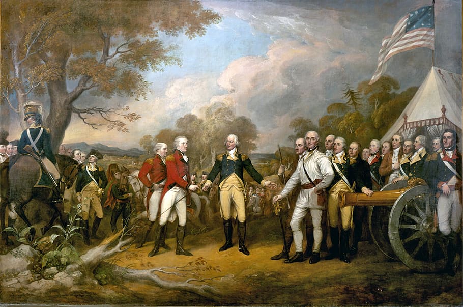 Surrender of General Burgoyne at Saratoga during the American Revolution, HD wallpaper