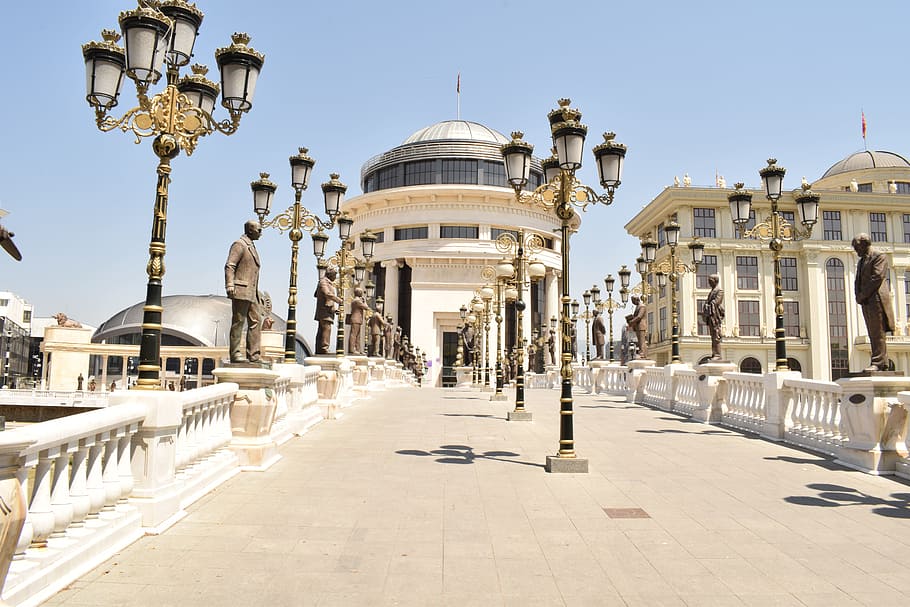 macedonia, skopje, main square, bridge, urban, city, capital, HD wallpaper